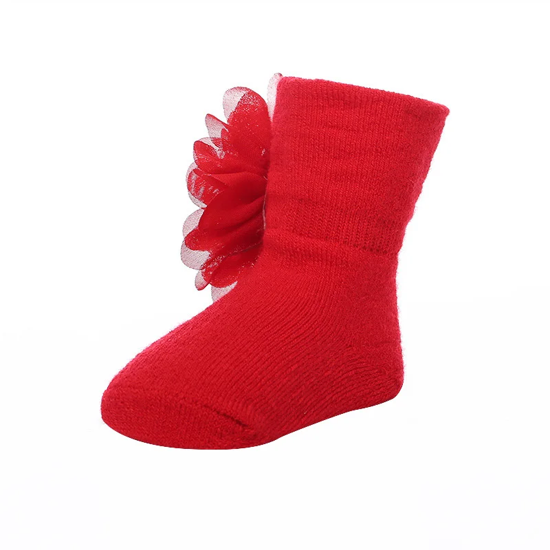 Floral Baby Girls Socks Toddler Kids Soft Cotton Sport Socks Autumn Winter Keep Warm Chiffon Flower Baby Care High quality Sweat Absorption (1)