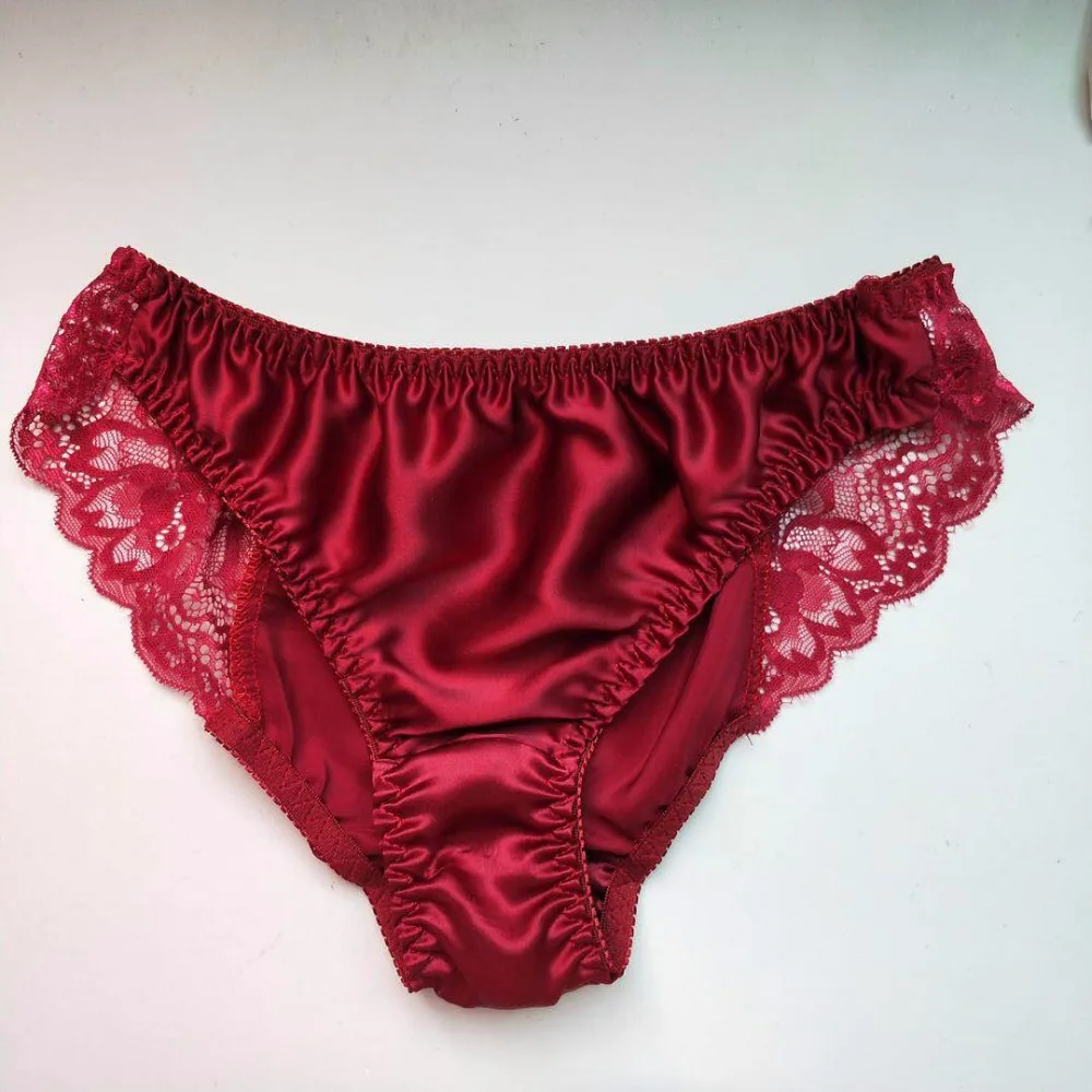 2019 New Arrival100 Silk Womens Sexy Lace Panties Seamless Satin Breathable Panty Hollow 