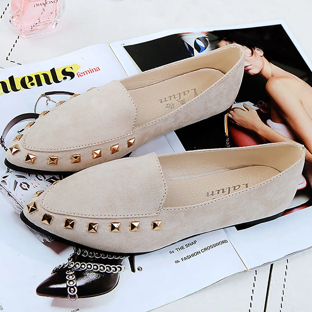 2019 Women Flock Soft Flat Shoes Ladies Fashion Casual Rivet Flat Point Toe Thin Bottom Basic Shoes Ladies Summer Solid Sandals
2019 Women Flock Soft Flat Shoes Ladies Fashion Casual Rivet Flat Point Toe Thin Bottom Basic Shoes Ladies Summer Solid Sandals
