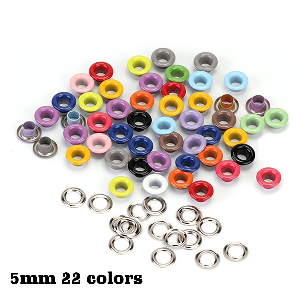 50sets/pack spray paint 22 colors corns eyelet DIY decoration metal buttonhole hollow 5mm inner diameter Jelly color eyelet