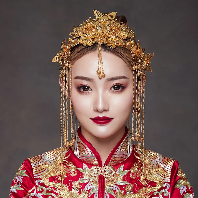 Fashion New style head adornment Gold hair step rocking hair adornment Chinese style Phoenix Crown Wedding Jewelry
Fashion New style head adornment Gold hair step rocking hair adornment Chinese style Phoenix Crown Wedding Jewelry