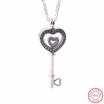 Valentines Day Gift Silver 925 Floating Locket Heart Key 80cm Long Necklaces & Pendants Clear CZ for Women Fine Jewelry FLN053-2
Valentines Day Gift Silver 925 Floating Locket Heart Key 80cm Long Necklaces & Pendants Clear CZ for Women Fine Jewelry FLN053-2