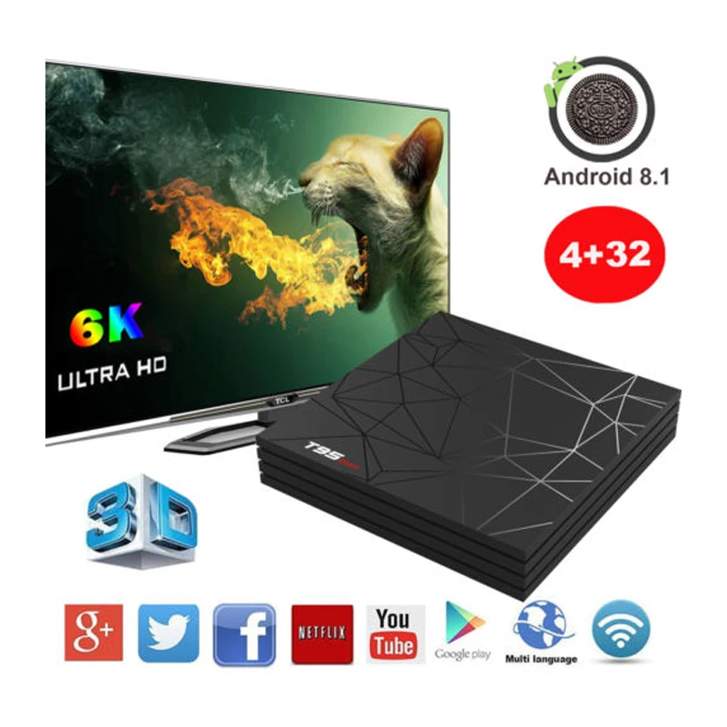 Android 9.0 Smart TV Box T95 MAX 6K Allwinner H6 4GB 32GB 2.4GHz WiFi 100Mbps Ethernet H.265 Set Top TV Box PK TX6 2GB 16GB
Android 9.0 Smart TV Box T95 MAX 6K Allwinner H6 4GB 32GB 2.4GHz WiFi 100Mbps Ethernet H.265 Set Top TV Box PK TX6 2GB 16GB