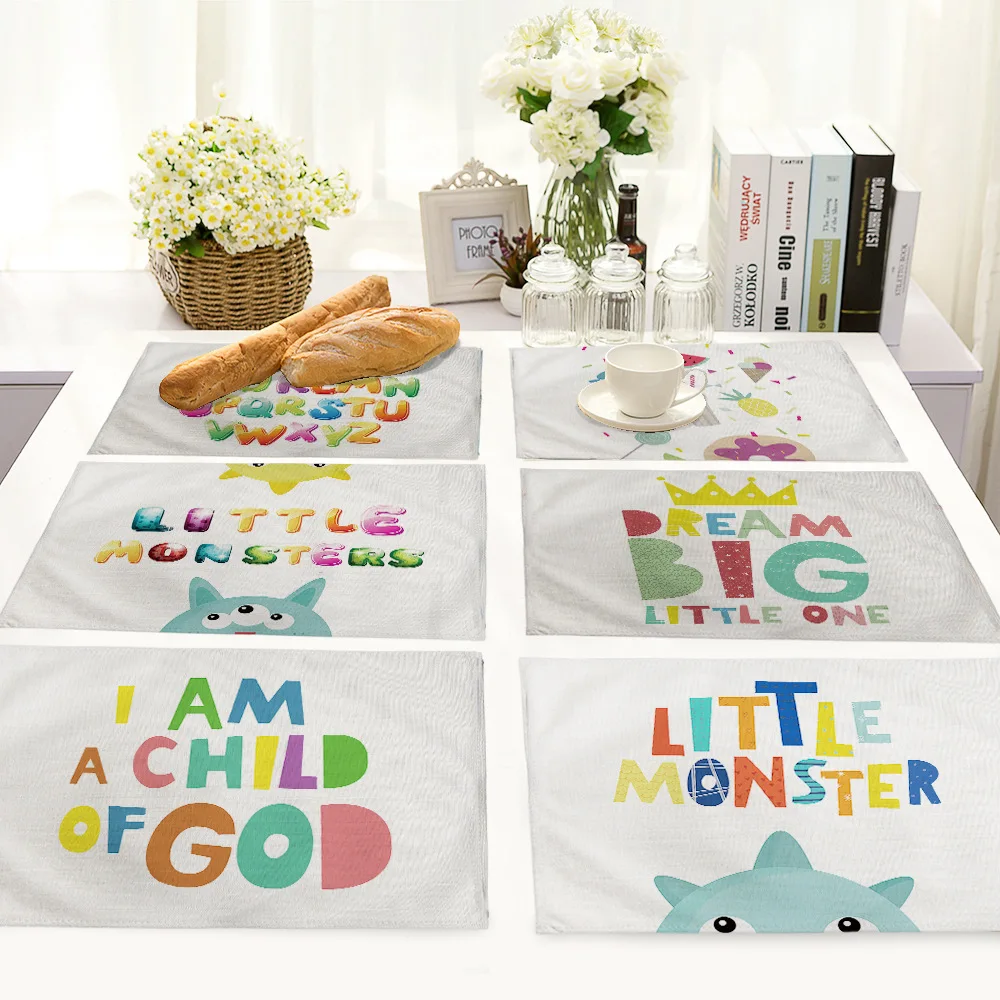 European and American English Alphabet CottonLinen Table Accessories Simple Black and Green Home Improvement Placemat Decoration
European and American English Alphabet CottonLinen Table Accessories Simple Black and Green Home Improvement Placemat Decoration
