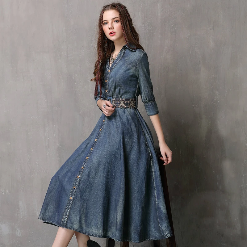 Original brand women's clothing 2019 autumn dress new body lady blue jeans dress retro belt embroidery dress
Original brand women's clothing 2019 autumn dress new body lady blue jeans dress retro belt embroidery dress