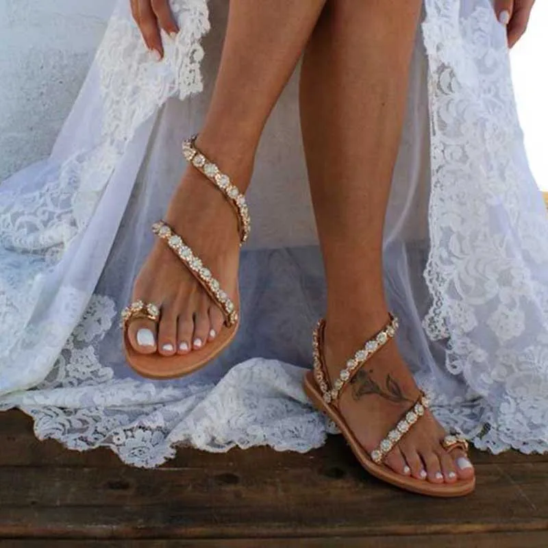 SHUJIN Women sandals summer shoes flat pearl sandals comfortable string bead slippers women casual sandals size 35 - 43
SHUJIN Women sandals summer shoes flat pearl sandals comfortable string bead slippers women casual sandals size 35 - 43