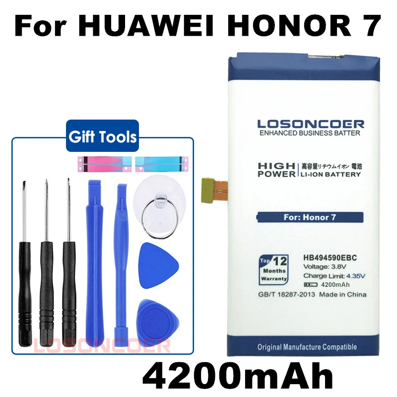 LOSONCOER 4200mAh New HB494590EBC Battery For Huawei Honor 7 Battery Glory PLK-TL01H ATH-AL00 PLK-AL10 Batteries+Quick Arrive
LOSONCOER 4200mAh New HB494590EBC Battery For Huawei Honor 7 Battery Glory PLK-TL01H ATH-AL00 PLK-AL10 Batteries+Quick Arrive