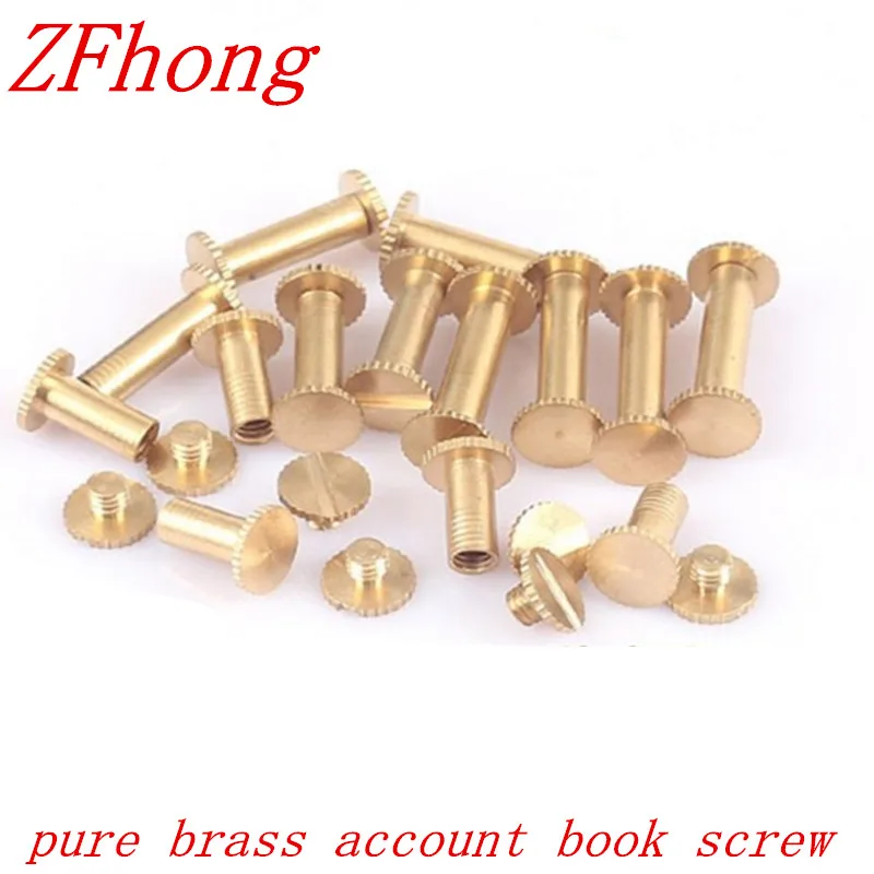 50pcs DIa 4.5mm L=5/6/8/10/12/15/20/25/30/35/40/45/50 Pure Brass Chicago Screw brass account book screw | Обустройство дома