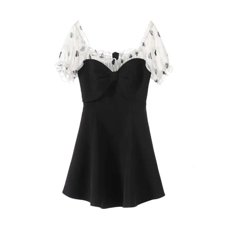 Fashion Women Chic Patchwork Mini Dress Dots Big Bow Aline Party Dresses 2019 Summer Ladies Elegant Vestidos Sexy Square Collar
Fashion Women Chic Patchwork Mini Dress Dots Big Bow Aline Party Dresses 2019 Summer Ladies Elegant Vestidos Sexy Square Collar