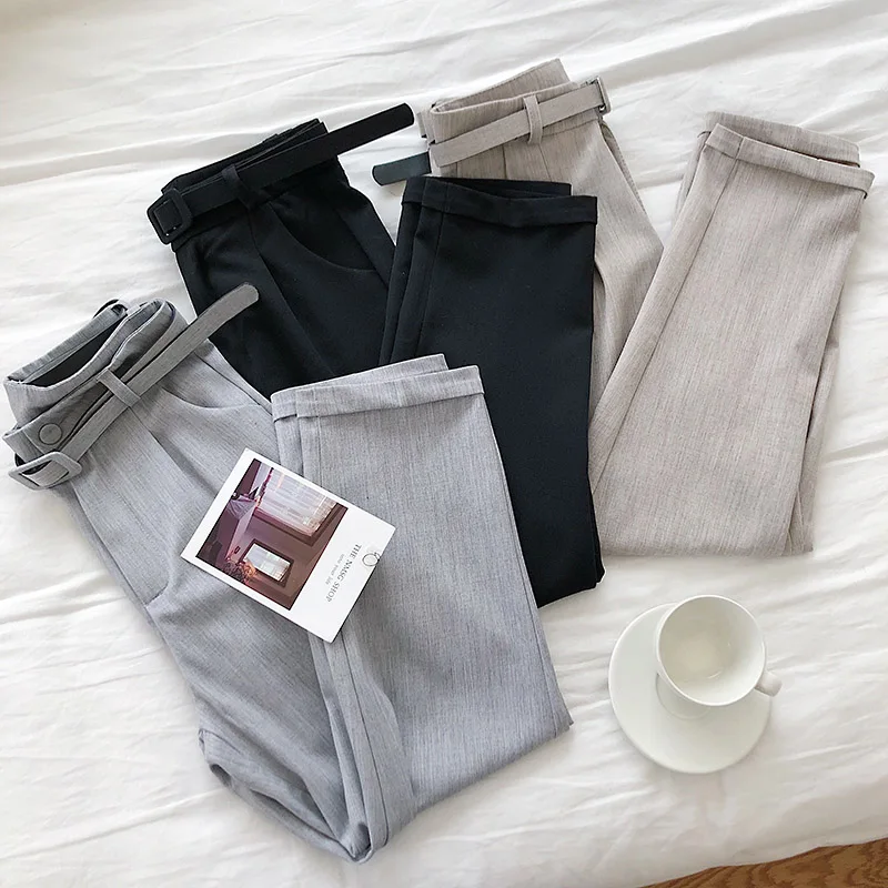 2019 spring and autumn new Korean version of commuter OL wind simple curling nine points suit pants casual pants tide with belt
2019 spring and autumn new Korean version of commuter OL wind simple curling nine points suit pants casual pants tide with belt