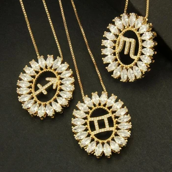 2019 New Bling Zircon 12 Constellations Necklace Round Zodiac Symbol Necklaces Pendant For Women Men Birthday Jewelry Gift
2019 New Bling Zircon 12 Constellations Necklace Round Zodiac Symbol Necklaces Pendant For Women Men Birthday Jewelry Gift