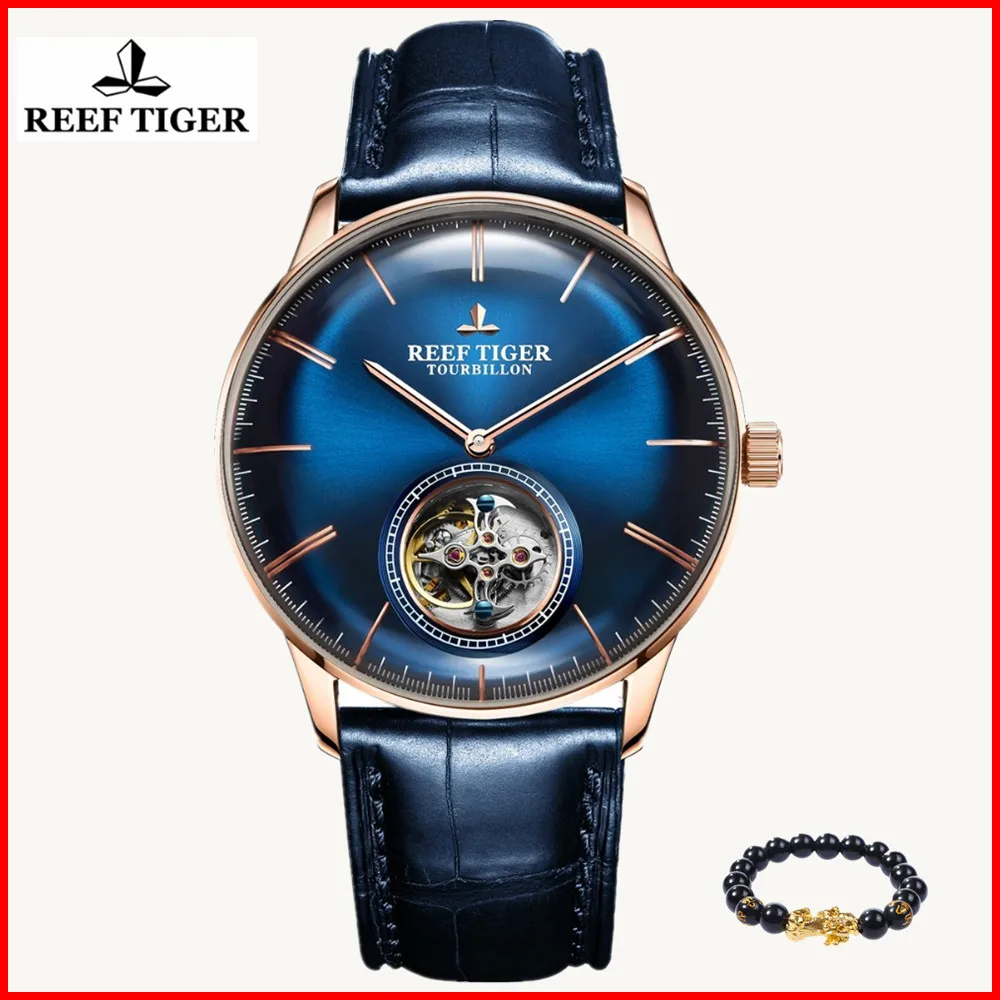 Reef Tiger 2019 Men Luxury Brand Tourbillon Watch Waterproof Rose Gold Automatic Watches Genuine Leather Strap Relogio Masculino
Reef Tiger 2019 Men Luxury Brand Tourbillon Watch Waterproof Rose Gold Automatic Watches Genuine Leather Strap Relogio Masculino