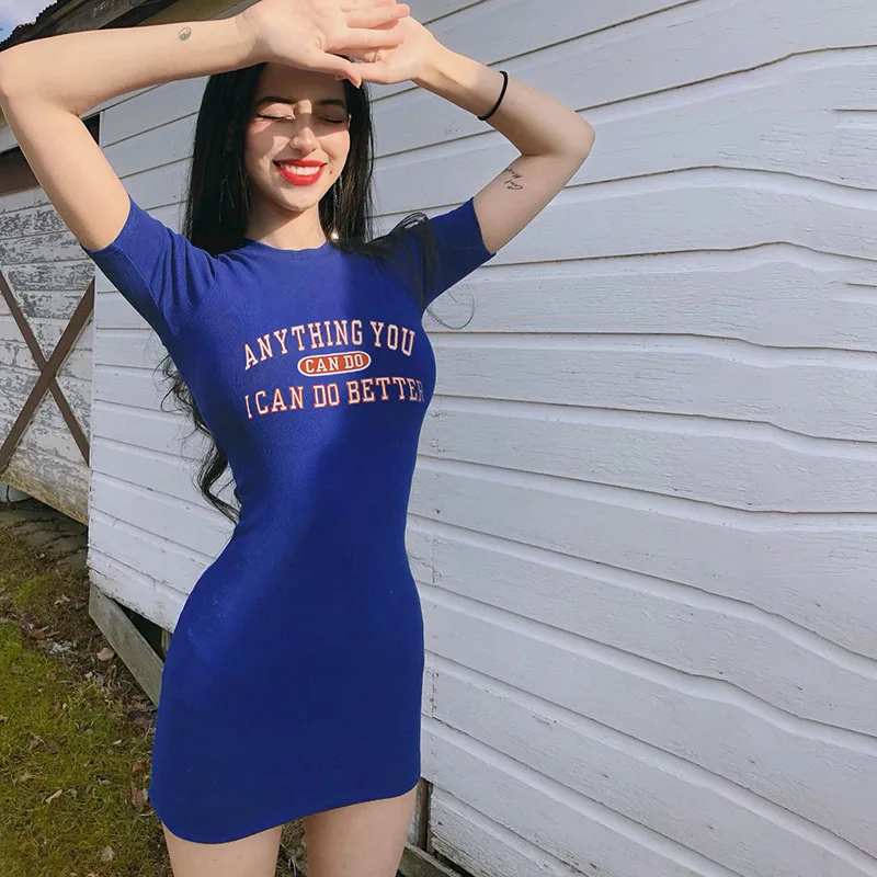 2019 Summer Sexy Letter Printing Slim Fitness Pencil Dress Short Sleeve Basic Bodycon Women Casual Mini Vestidos Butt Outfits
2019 Summer Sexy Letter Printing Slim Fitness Pencil Dress Short Sleeve Basic Bodycon Women Casual Mini Vestidos Butt Outfits