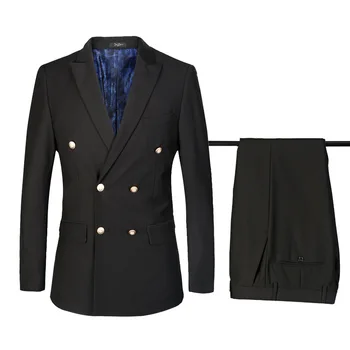 Customized new hot black double-breasted men's suit two-piece suit (coat + pants) men's business formal suit gentleman dress
Customized new hot black double-breasted men's suit two-piece suit (coat + pants) men's business formal suit gentleman dress