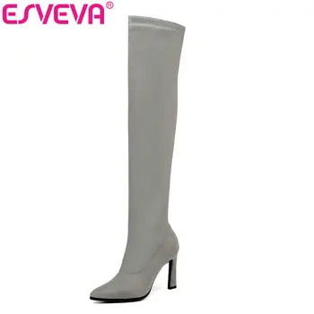 ESVEVA 2020 Over The Knee Boots Winter Women Motorcycle Boot Slip On Lady Black Stretch Fabric Fashion Shoes Platform Size 34-43
ESVEVA 2020 Over The Knee Boots Winter Women Motorcycle Boot Slip On Lady Black Stretch Fabric Fashion Shoes Platform Size 34-43