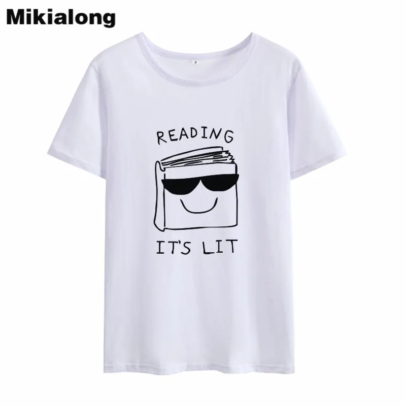 Mikialong Reading It's Lit Print Funny T Shirts Women 2018 Summer Tee Shirt Femme Black White Casual Loose Women Tshirt Tops
Mikialong Reading It's Lit Print Funny T Shirts Women 2018 Summer Tee Shirt Femme Black White Casual Loose Women Tshirt Tops