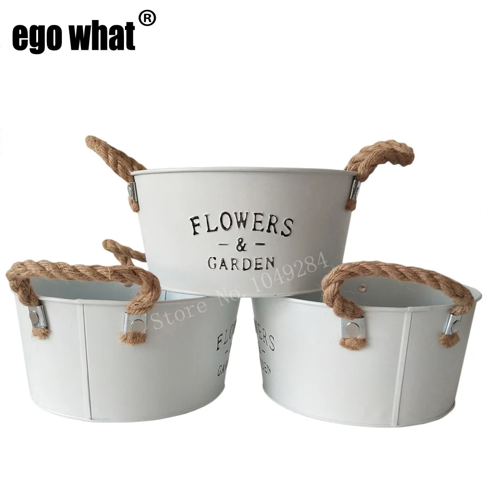 D20x9.5CM Big Rustic Nostalgia White Garden pot Metal succulent Plant Pot with handle Round shape flower Buckets Big Size
D20x9.5CM Big Rustic Nostalgia White Garden pot Metal succulent Plant Pot with handle Round shape flower Buckets Big Size