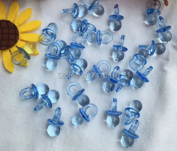 Free ship cheap 50pc 26mm Clear white blue pink acrylic baby pacifier nipple shower table scatters decoration party favors | Дом и сад