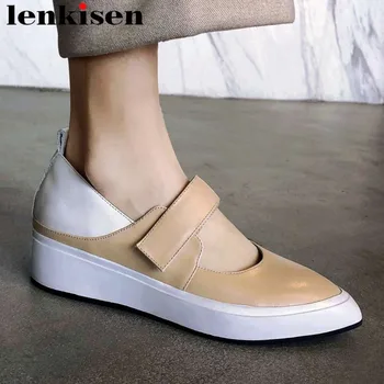 Lenkisen mixed colors cow leather pointed toe med bottom platform oxford Hook&Loop sneakers simple style vulcanized shoes L68
Lenkisen mixed colors cow leather pointed toe med bottom platform oxford Hook&Loop sneakers simple style vulcanized shoes L68