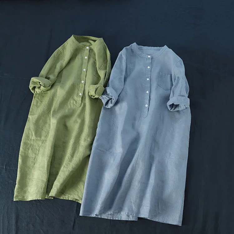 2019 Summer New Women Loose Plus Size Brief Japanese Style Comfortable 9*9 Water Washed Linen Shirt Dresses
2019 Summer New Women Loose Plus Size Brief Japanese Style Comfortable 9*9 Water Washed Linen Shirt Dresses