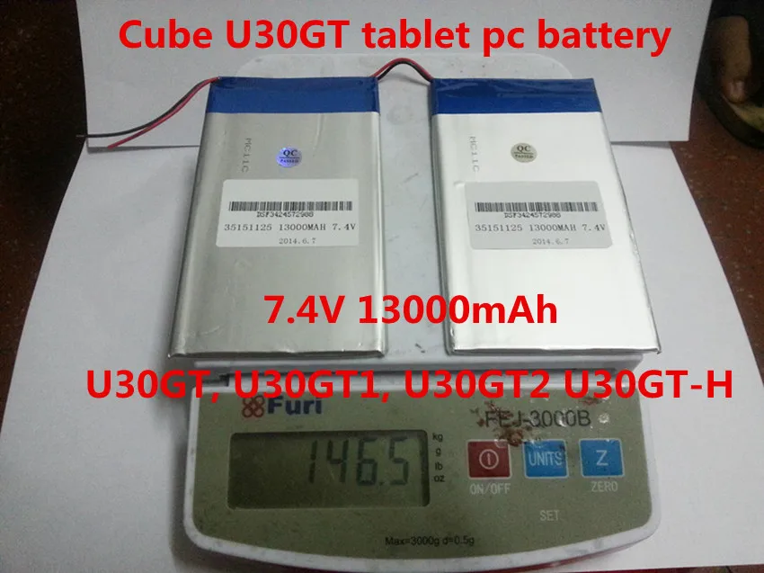 7.4V 13000mAh Tablets Batteries DIY U30GT U30GT1 U30GT2 dual four-core tablet pc battery 33161125 Size:3.5 * 151 125 mm | Электроника