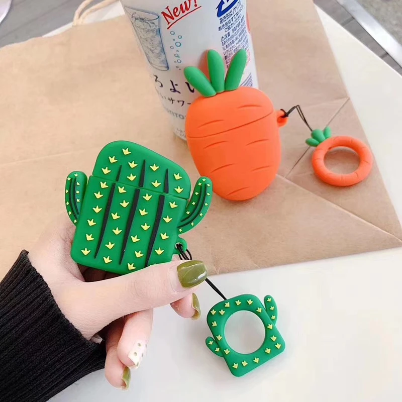 Cute 3D Fruit Plant Cactus Carrot Silicone Ring Lanyard Headphone Earphone Case For Apple Airpods 1 2 Accessories cover Bag
Cute 3D Fruit Plant Cactus Carrot Silicone Ring Lanyard Headphone Earphone Case For Apple Airpods 1 2 Accessories cover Bag