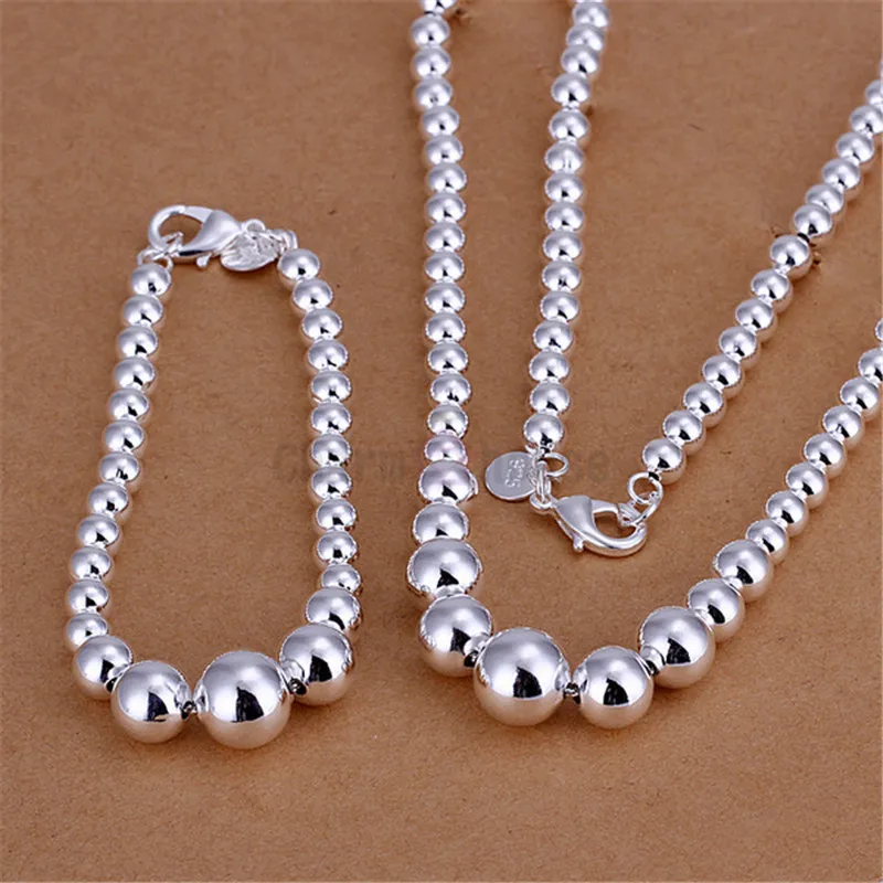 Silver 925 Jewelry Set for Women Fashion Ball Beads Buddha Chain Necklace Bracelet 2 pcs Bridal Wedding Party Jewellery Sets
Silver 925 Jewelry Set for Women Fashion Ball Beads Buddha Chain Necklace Bracelet 2 pcs Bridal Wedding Party Jewellery Sets