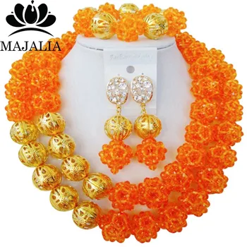Majalia Classic Nigerian Wedding African Jewelry Set Orange Crystal Bead Necklace Bride Jewelry Set Free Shipping 2JS010 
Majalia Classic Nigerian Wedding African Jewelry Set Orange Crystal Bead Necklace Bride Jewelry Set Free Shipping 2JS010