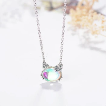 Heart Cute Cat Moonstone Sweet Pendant 925 Sterling Silver Clavicle Chain Literary Female Necklace SNE350
Heart Cute Cat Moonstone Sweet Pendant 925 Sterling Silver Clavicle Chain Literary Female Necklace SNE350