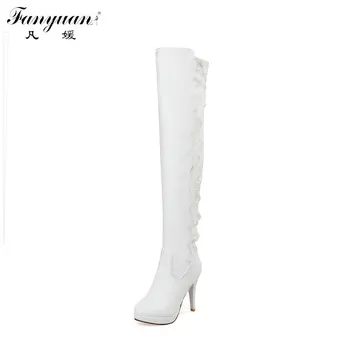 New Women's Stylish Shoes Platforms Thin High Heels Long Boots 2017 Autumn/Winter Female Zip with Ruffles Over the Knee Boots
New Women's Stylish Shoes Platforms Thin High Heels Long Boots 2017 Autumn/Winter Female Zip with Ruffles Over the Knee Boots