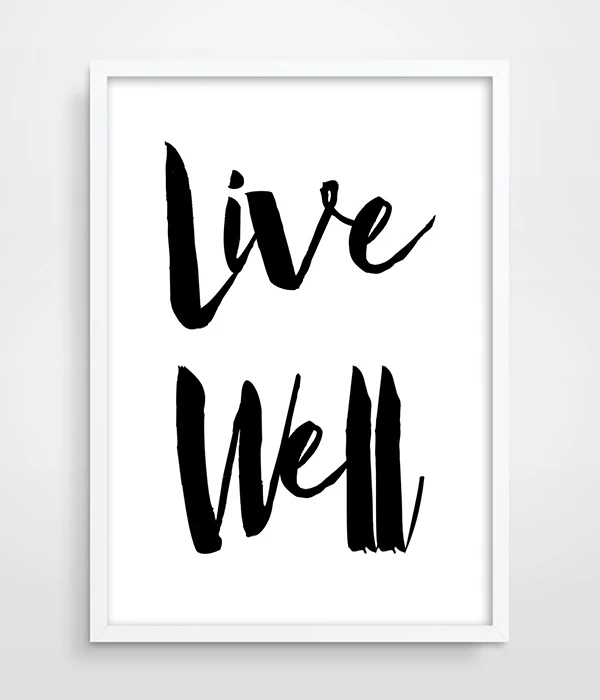 Bedroom Print, Typographic Print, Live Well, Typographic Poster, Typographic Art, Gift for Girls, Bedroom Art, Boudoir, BW Print-1