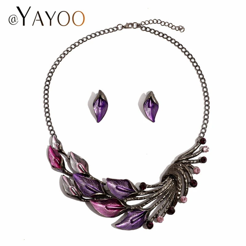 AYAYOO Women Jewelry Set Choker Dubai Engagement Vintage Flower Necklace Set For Bridesmaid Wedding Purple Fashion Jewellery
AYAYOO Women Jewelry Set Choker Dubai Engagement Vintage Flower Necklace Set For Bridesmaid Wedding Purple Fashion Jewellery