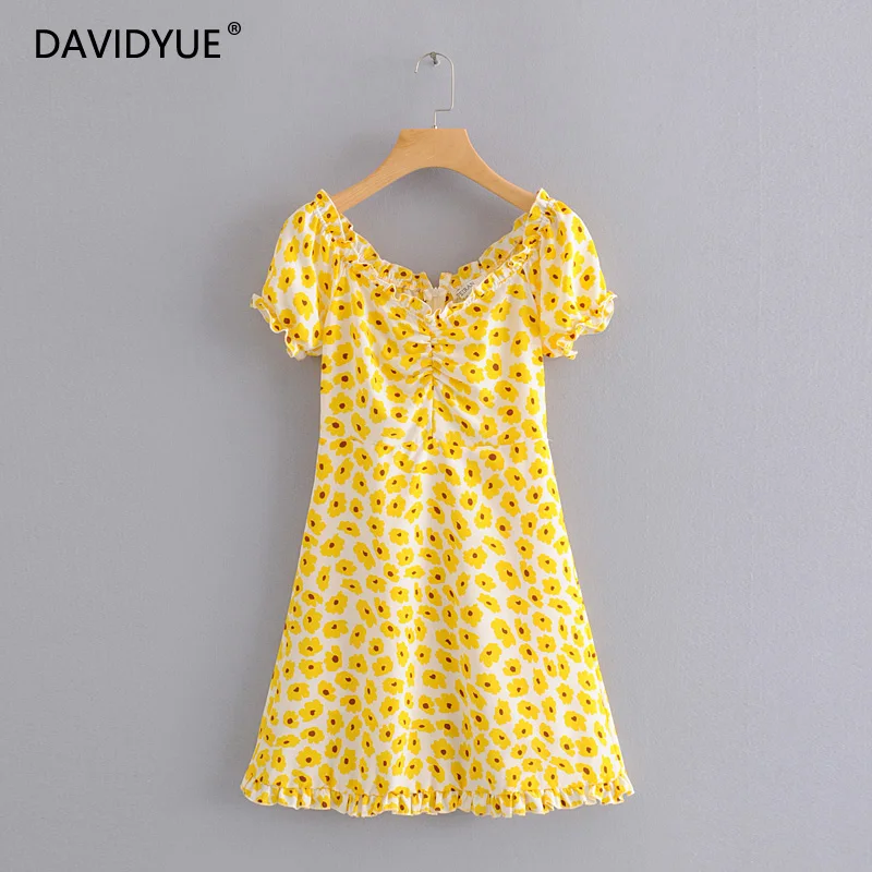 Yellow summer dress women floral vestidos ruffle sleeve mini dresses korean vintage vestido elegant streetwear clothes 2019
Yellow summer dress women floral vestidos ruffle sleeve mini dresses korean vintage vestido elegant streetwear clothes 2019