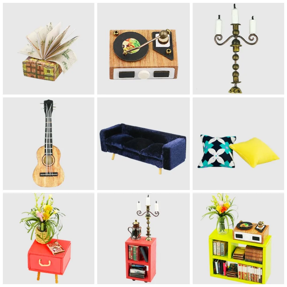 Casinha de Montar Miniatura DIY – SALA DE ESTAR estilo Retrô - Frete Grátis Casinha de Montar Miniatura DIY – SALA DE ESTAR estilo Retrô - Frete Grátis