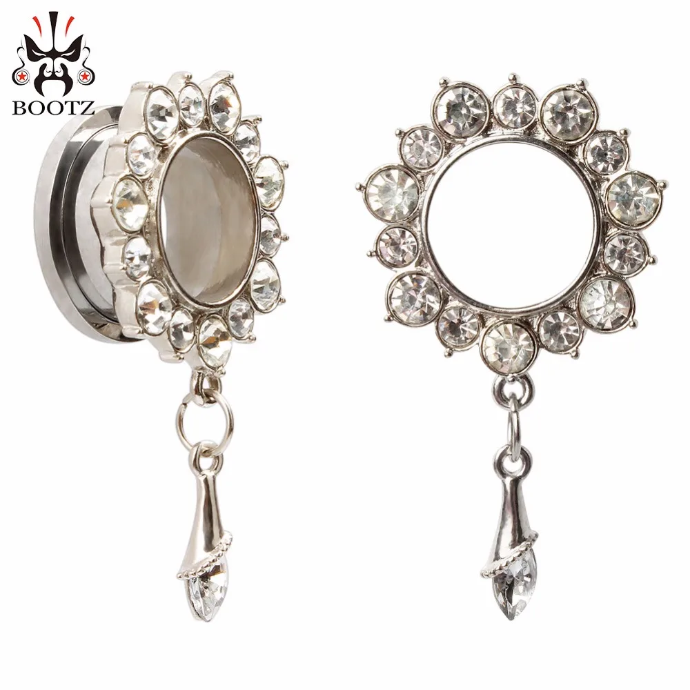 KUBOOZ Stainless Steel Ear Plugs Tunnels Studs Piercings Body Jewelry Silver Expander Crystal Dangle Fashion Earring Gauge 2PCS
KUBOOZ Stainless Steel Ear Plugs Tunnels Studs Piercings Body Jewelry Silver Expander Crystal Dangle Fashion Earring Gauge 2PCS