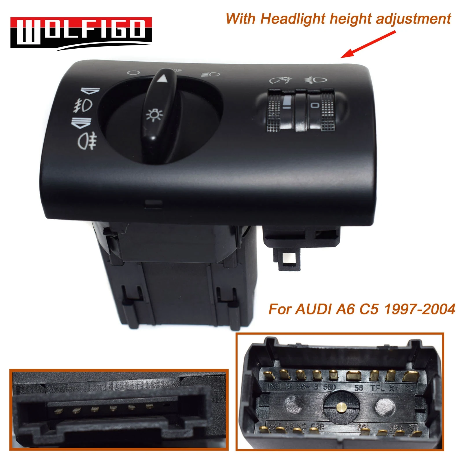 WOLFIGO Dimmer Control Fog Light Auto Leveling Headlight Switch for Audi A6 C5 1997-2004 4B1 941 531 C,4B1941531C,4B1941531 C
WOLFIGO Dimmer Control Fog Light Auto Leveling Headlight Switch for Audi A6 C5 1997-2004 4B1 941 531 C,4B1941531C,4B1941531 C