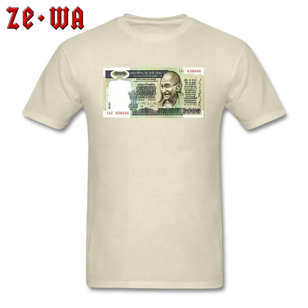 Indian Currency Slim Fit Summer/Fall Pure Cotton Round Neck Men Tops Shirt Casual Sweatshirts Designer Short Sleeve T-shirts Indian Currency beige
