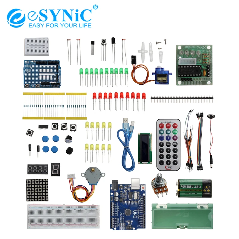 eSYNiC For 96 In1 Set Lab Project UNO R3 1602 LCD Starter Kit SG90 9G Servo Potentiometer |