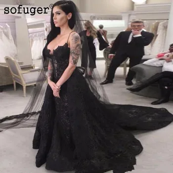 New Black Lace V Neck Appliques Wedding Dresses Bridal Gowns Detachable Train Sweep Train Aline Bridal Gown
New Black Lace V Neck Appliques Wedding Dresses Bridal Gowns Detachable Train Sweep Train Aline Bridal Gown