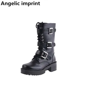 Angelic imprint mori girl Women motorcycle shoes lady mid heels lolita punk boots woman princess dress pumps buckles 35-39 5cm
Angelic imprint mori girl Women motorcycle shoes lady mid heels lolita punk boots woman princess dress pumps buckles 35-39 5cm