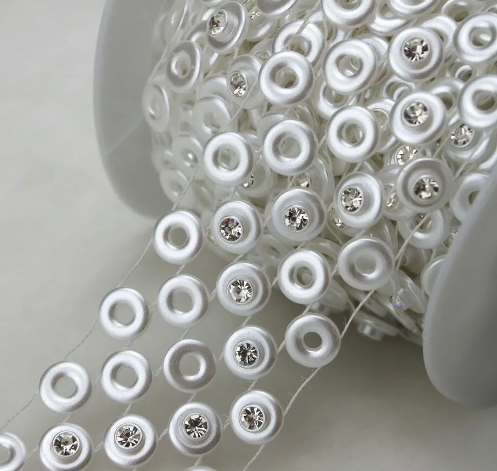 

5y 40mm round Shaped white Pearl Rhinestone Chain Trims Sewing Crafts Costume Applique Wedding Decoration LZ102