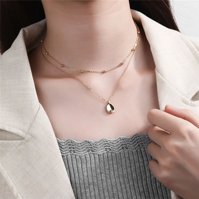Silvology 925 Sterling Silver Double Layer Necklace Gold Round Bead Chain Concave Surface Elegant Pendant Necklace Fine Jewelry 
Silvology 925 Sterling Silver Double Layer Necklace Gold Round Bead Chain Concave Surface Elegant Pendant Necklace Fine Jewelry
