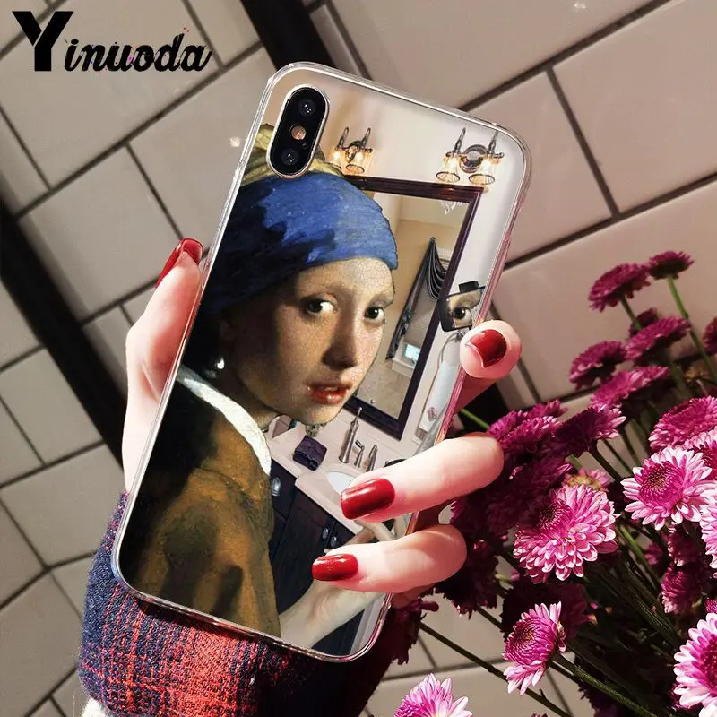 Van Gogh Mona Lisa Funny Art Girl with a pear earing