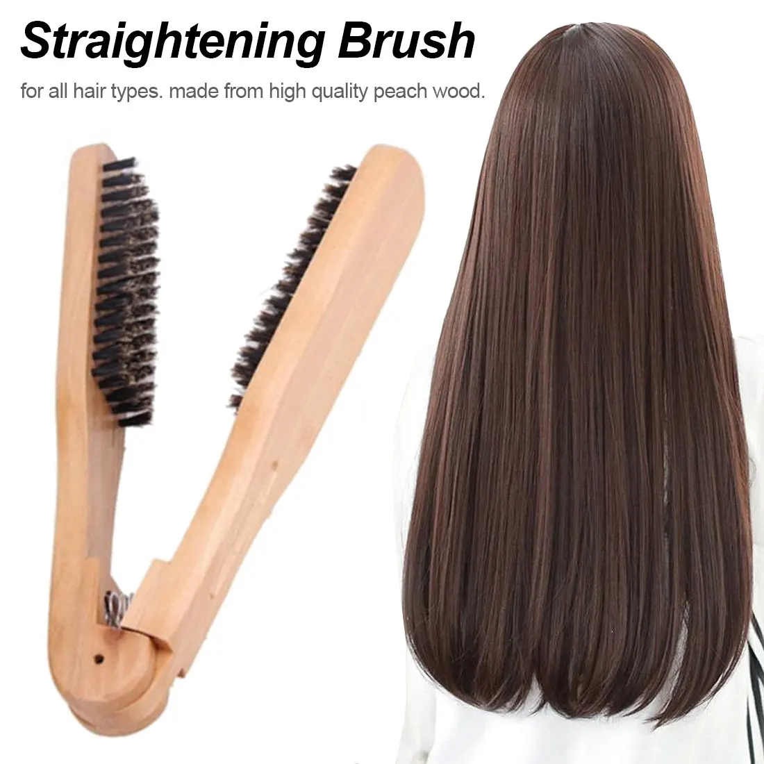 

1pcs Convenient Hairdressing Salon Hair Straightener Comb Comb Anti-static Wooden Comb Dual-Brush High Quality