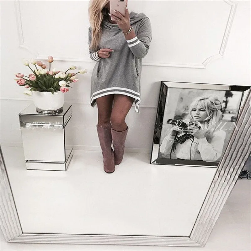 High Street 2017 New Women Autumn Winter Long Sleeve Striped Jumper Tops Knitted Hooded Solid Loose Tunic Mini Short Dresses
High Street 2017 New Women Autumn Winter Long Sleeve Striped Jumper Tops Knitted Hooded Solid Loose Tunic Mini Short Dresses