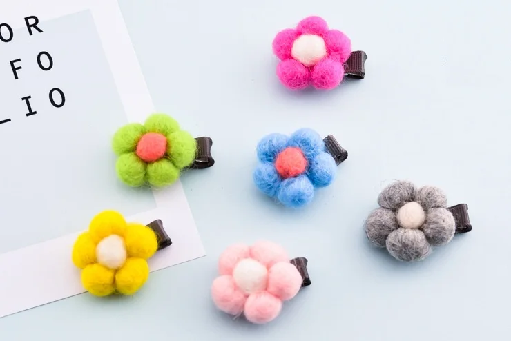 

Boutique 30pcs Fashion Cute Felt SunFlower Girls Hairpins Solid Kawaii Mini Floral Hair Clips Headwear Accessories