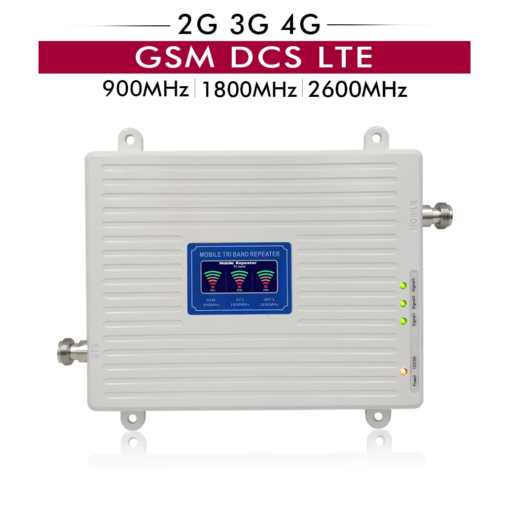 

65dB Gain LCD Display 2G 3G 4G Triple Band Booster GSM 900+DCS/LTE 1800+FDD LTE 2600 Cell Phone Mobile Signal Repeater Amplifier