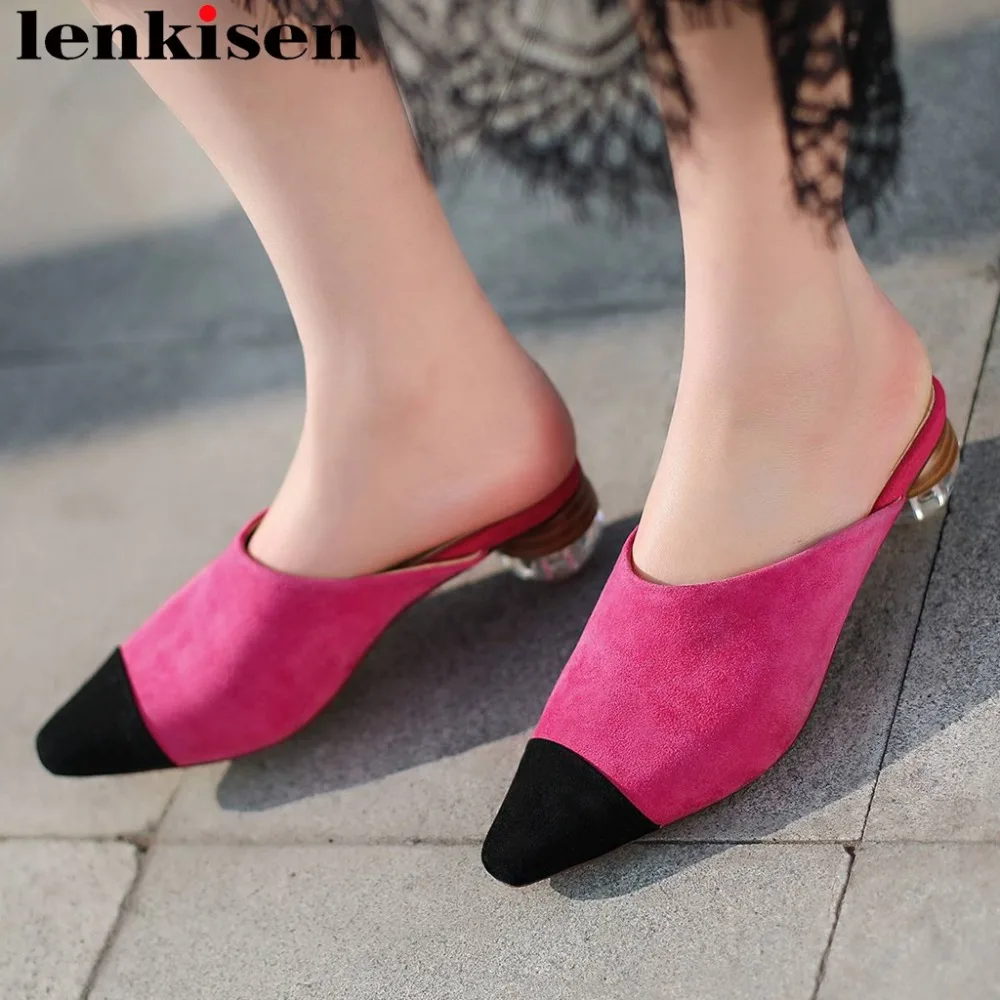 Lenkisen hot selling med heels mixed colors superstars plus size art design women pumps natural leather square toe mules L7f2
Lenkisen hot selling med heels mixed colors superstars plus size art design women pumps natural leather square toe mules L7f2
