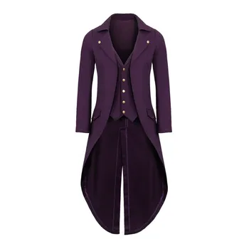 Mens Gothic Tailcoat Jacket Purple Long Coat Men's Tuxedo Suit Steampunk Trench Cosplay Costume Victorian Coat Halloween Party
Mens Gothic Tailcoat Jacket Purple Long Coat Men's Tuxedo Suit Steampunk Trench Cosplay Costume Victorian Coat Halloween Party