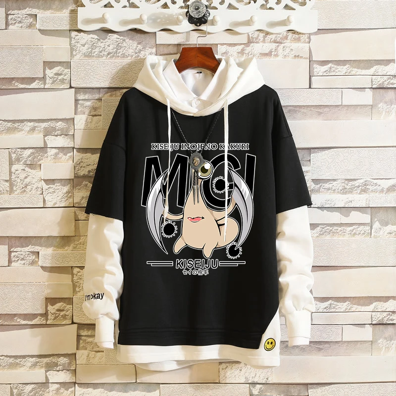 Anime Kiseiju Parasyte -the maxim MIGI Fake Two-Pieces Hoodie Pullover Hooded Sweatshirt Contrast Sleeve Hip-Hop Streetwear Coat
Anime Kiseiju Parasyte -the maxim MIGI Fake Two-Pieces Hoodie Pullover Hooded Sweatshirt Contrast Sleeve Hip-Hop Streetwear Coat